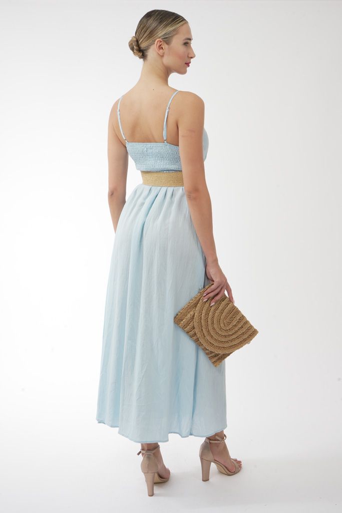 Natural straw circles elastic belt