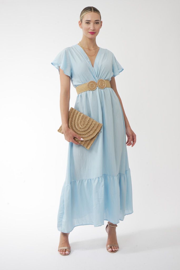 Natural straw circles elastic belt