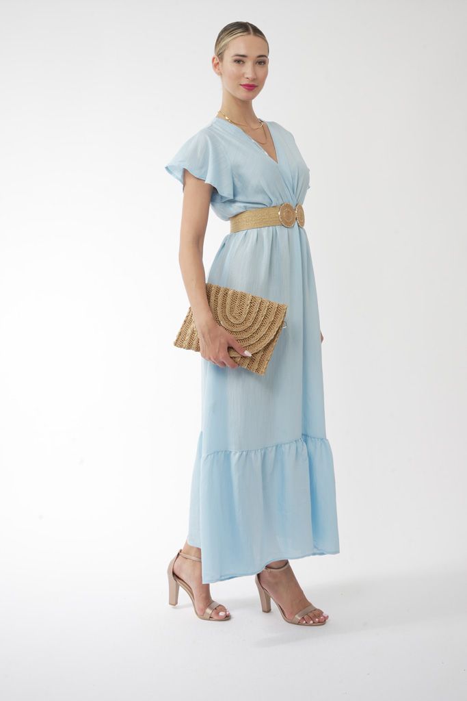 Natural straw circles elastic belt