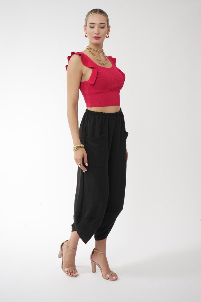 Black ballon cropped trouser