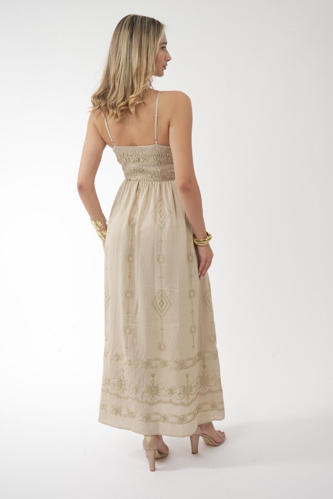 Sand Beige boho dress me tirantes