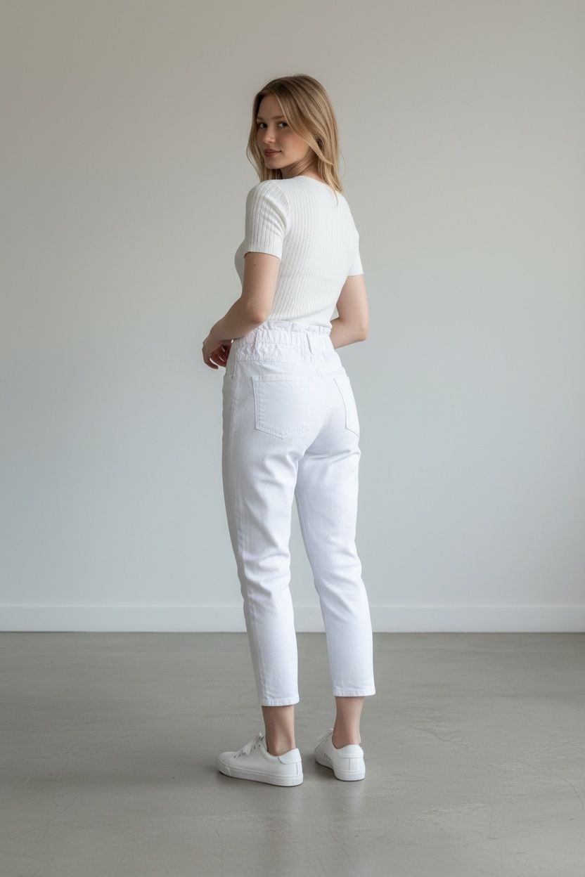 White,mom fit, jeans