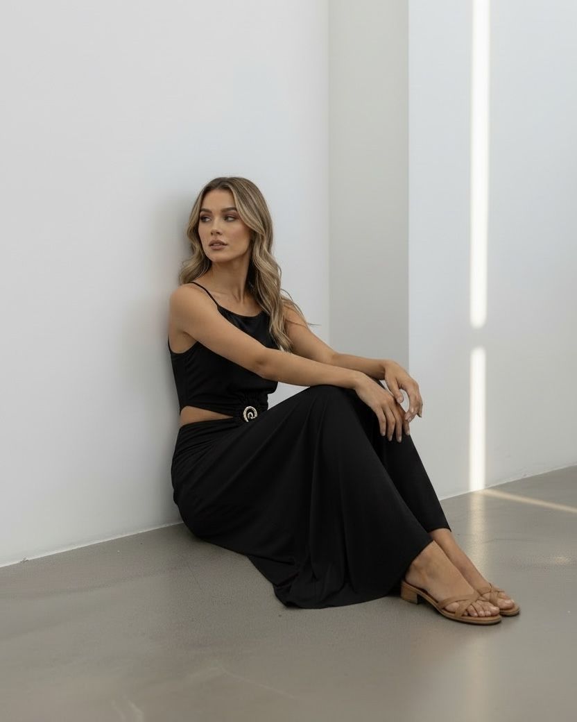 maxi, black ,cut outs