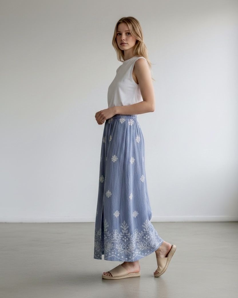 Aegean, Breeze ,Embroidered ,print ,Maxi ,Skirt
