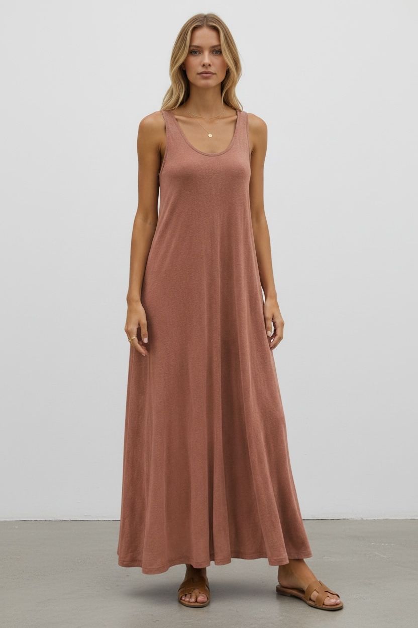 Clay,Ring-Back, Maxi ,Dress